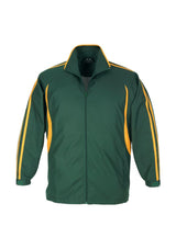 Adults Flash Track Top in Forest/Gold with zippered pockets and sporty raglan sleeves, perfect for outdoor wear.