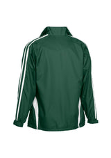 Kids Flash Track Top in Forest/White, size 12; sporty zip-up jacket with raglan sleeves, pockets, and adjustable cuffs.