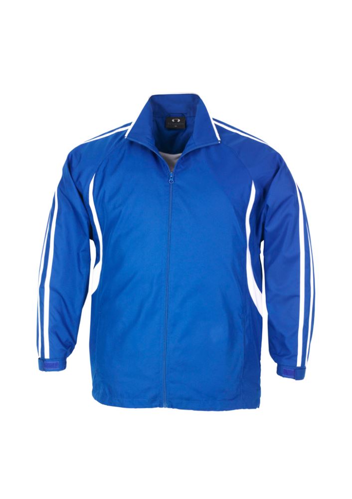 Adults Flash Track Top in Royal/White, featuring full zip, zippered pockets, and elasticated cuffs for outdoor comfort.