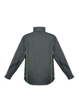 Adults Razor Team Jacket in grey and fluoro lime, 2XL, with breathable mesh lining and stow-away hood for versatile wear.