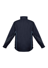 Adults Razor Team Jacket in Navy/Sky, 2XL, featuring breathable mesh, stow-away hood, and stylish contrast panels.