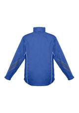 Royal and white Adults Razor Team Jacket in size XL with breathable mesh, stow-away hood, and zippered pockets for active lifestyles.