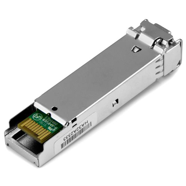 Ten-pack of HP J4858C compatible SFP fiber modules for 1 GbE connectivity, 850nm wavelength, hot-swappable, lifetime warranty.