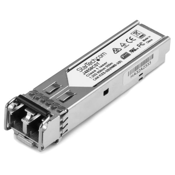 HP J4858C Compatible SFP Fiber Module for 1 GbE connectivity, 850nm, hot-swappable, 550m range, and lifetime warranty.