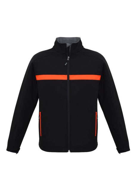 Unisex Charger Jacket in Black, Fluoro Orange, and Grey, Size S, featuring BIZ TECH™ water-repellent and windproof technology.