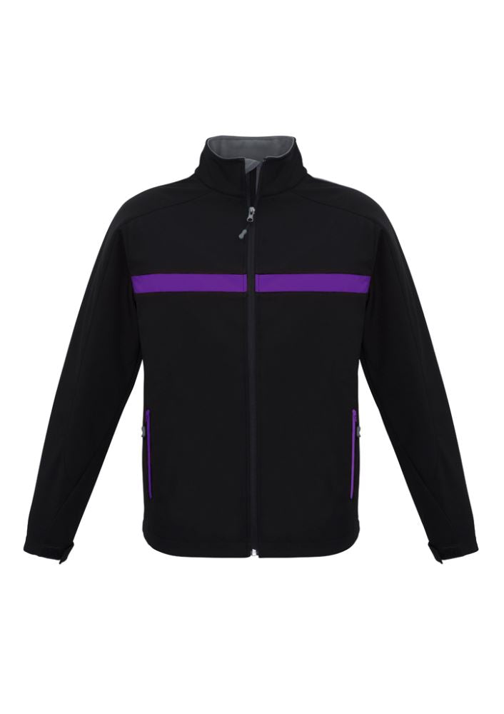 Unisex Charger Jacket in Black/Purple/Grey, 2XL with water-repellent, windproof features, cozy fleece lining, and zippered pockets.