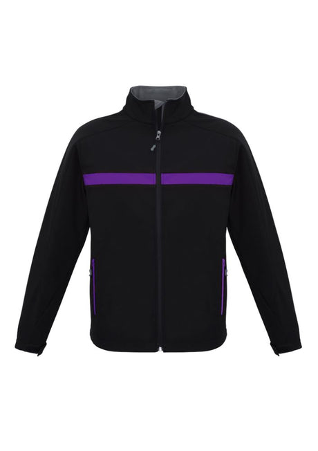 Unisex Charger Jacket in Black/Purple/Grey, 2XL with water-repellent, windproof features, cozy fleece lining, and zippered pockets.