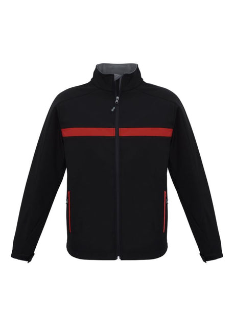 Unisex 2XL Charger Jacket in Black, Red, and Grey with water-repellent, windproof features and fleece lining for comfort.