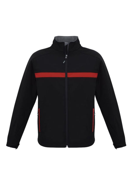 Unisex Charger Jacket in black, red, and grey, featuring water-repellent fabric, fleece lining, and stylish design for all seasons.