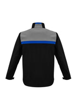 Unisex Charger Jacket in Black/Royal/Grey, Size 2XL, featuring a stand-up collar, zippered pockets, and water-repellent fabric.