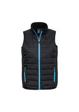 Men's Stealth Tech Vest in Black/Cyan, 5XL, featuring insulation, stretch fleece back, and a modern stand-up collar.