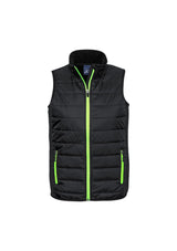 Men's Stealth Tech Vest in Black/Lime, 5XL, featuring quilted nylon, lightweight insulation, and stylish design with stand-up collar.