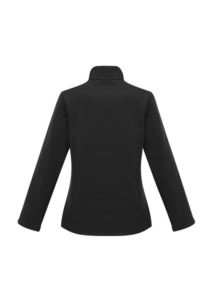 Ladies Apex Lightweight Softshell Jacket in Black, size M, featuring a warm fleece lining and wind-resistant fabric.