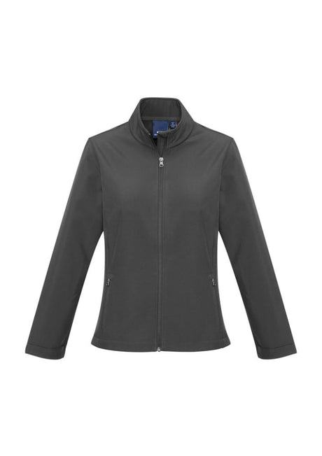 Ladies Apex Lightweight Softshell Jacket in grey, size L, featuring a stand-up collar, water repellent, and stylish design.