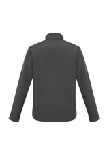 Men's Apex Lightweight Softshell Jacket in grey, featuring a stand-up collar, fleece lining, and water-repellent, wind-resistant fabric.
