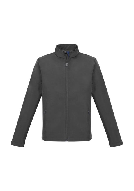 Men's grey Apex lightweight softshell jacket in 5XL, featuring water resistance, fleece lining, and scalloped back for warmth.