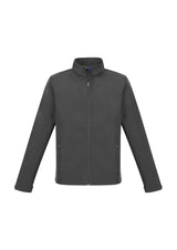 Kids Apex Jacket in grey, size 6, featuring water-resistant fabric, soft fleece lining, and scalloped longer back tail design.