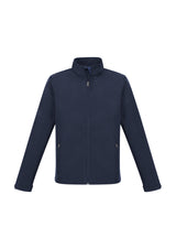 Boys' navy Kids Apex Jacket in Size 6, featuring cozy fleece lining, water-repellent fabric, and a stylish stand-up collar.