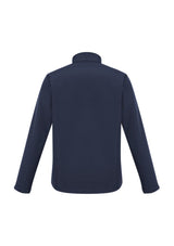 Men's navy lightweight softshell jacket, size XL, featuring fleece lining, water repellent, and wind resistant design.