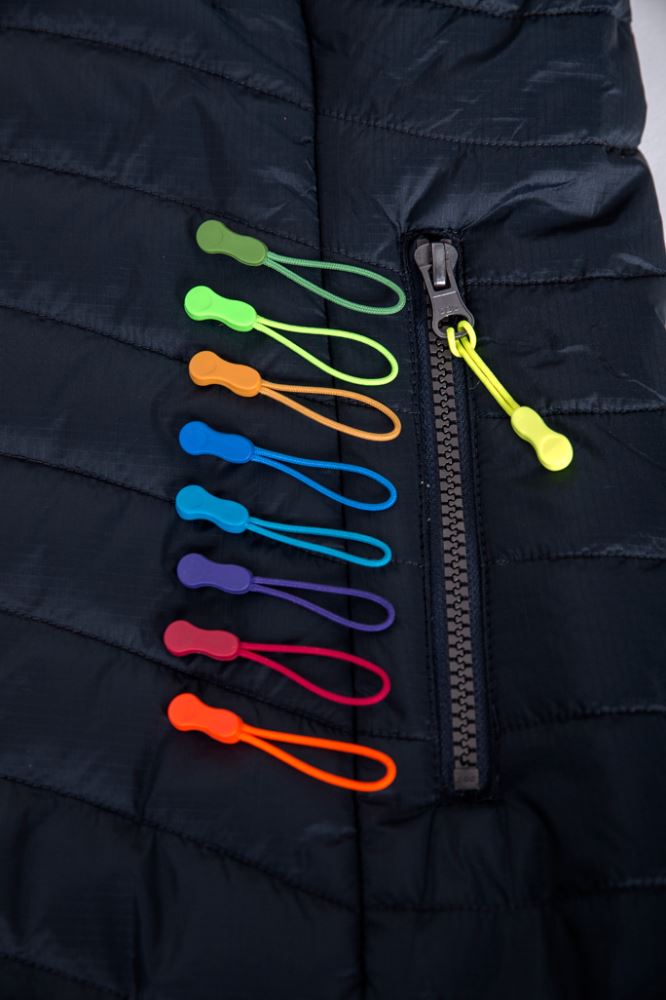 Fluoro Orange Zippies from Biz Collection, vibrant toggles perfect for enhancing branding on jackets and bags. Pack of 5.