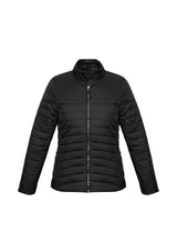 Ladies Expedition Quilted Jacket in black, size S, featuring a quilted design, water repellent fabric, and cozy insulation.