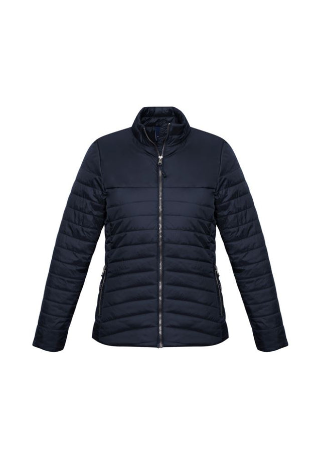 Ladies Navy Expedition Quilted Jacket in 2XL, features water-repellent nylon, high-loft insulation, and stylish quilted design.