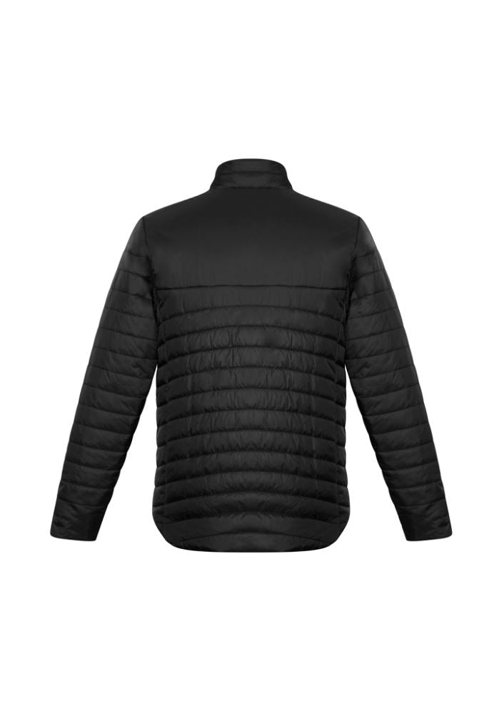 Men's black quilted jacket in 3XL, featuring water resistance, high-loft insulation, and zippered pockets for outdoor adventures.