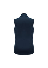 Navy Ladies Apex Vest in XS with fleece lining, water-repellent fabric, stand-up collar, and scalloped back for warmth.
