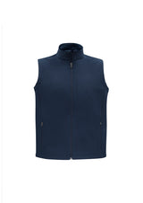 Mens Apex Vest in Navy - Size 3XL, featuring water repellent fabric, fleece lining, and a stylish stand-up collar.
