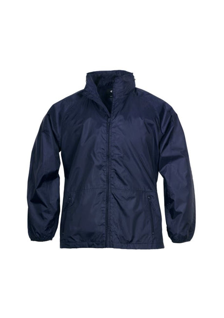 Unisex Spinnaker Jacket in Navy/Navy, 2XL, featuring breathable mesh, concealed zip, adjustable hood, and secure pockets.