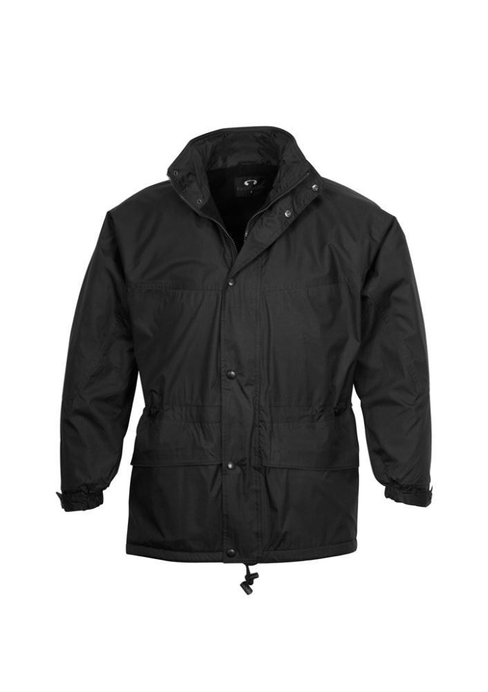 Unisex Trekka Jacket in black, size 2XL, featuring a durable shell, fleece lining, hood, and adjustable fit for outdoor activities.