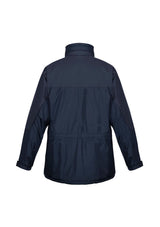 Unisex Trekka Jacket in Navy, Size L - wind-resistant, waterproof, featuring fleece lining, adjustable fit, and multiple pockets.