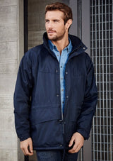 Unisex Trekka Jacket in Navy, Size XL; features seam-sealed shell, fleece lining, adjustable drawstrings, and practical pockets.