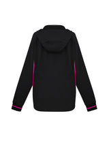 Ladies Titan Jacket in Black/Magenta, Size M, featuring 4-way stretch fabric, UPF protection, and stylish reflective details.