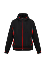 Ladies Titan Jacket in black and red, size L, featuring a sleek design, breathable fabric, and practical zippered pockets.