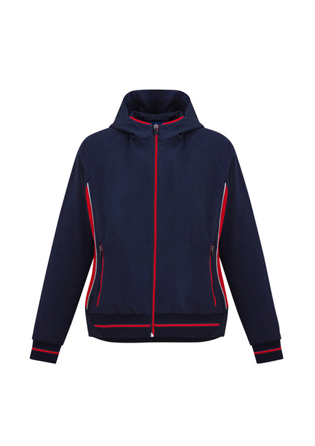 Ladies Titan Jacket in Navy/Red, size L, showcasing 4-way stretch fabric, stylish design, and reflective features for visibility.