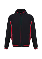 Mens Titan Jacket in Black/Red, 3XL, featuring 4-way stretch fabric, hood, reflective piping, and zippered pockets for functionality.