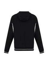 Kids Titan Jacket in Black/White, Size 10, featuring a durable shell, reflective piping, and an attached hood for active play.