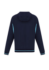 Men's Titan Jacket in Navy/Sky, Size S featuring a sleek design, durable stretch fabric, hood, and reflective piping for visibility.