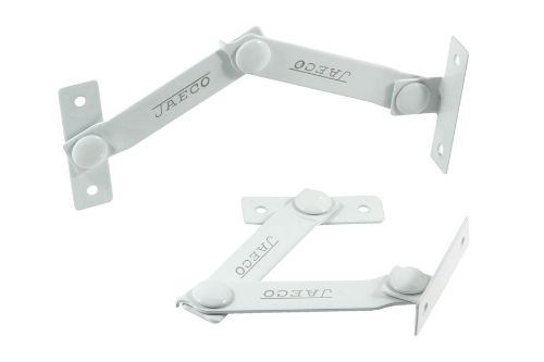 Friction Stay for top hung windows, white powder-coated, robust 304 stainless steel design, restricts opening to 100mm.