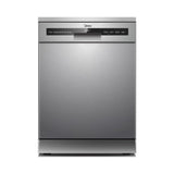 Smart dishwasher with Wi-Fi, 15 place settings, stainless steel finish, 7 programs, and voice control compatibility.