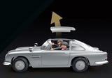 Playmobil Aston Martin DB5 set featuring James Bond, with gadgets and accessories for imaginative spy adventures.