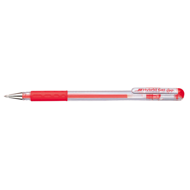 Set of 12 PENTEL red gel roller pens with 0.6mm tip, featuring waterproof ink and comfortable grip for smooth writing.