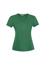 Ladies Chic Top in vibrant new green, size 18, featuring soft gathers and versatile straight hem for stylish and comfortable wear.