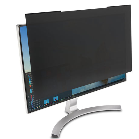 Magnetic privacy screen for 23.8" monitors, reduces glare, narrows viewing angles, and filters blue light for eye comfort.