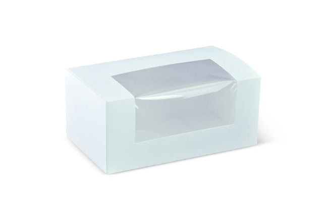 Clearance 7" cake boxes with window for showcasing pastries, 50 units designed for stylish, grease-protected packaging.