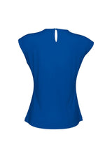 Electric Blue Ladies Mia Pleat Knit Top, Size 12, featuring pleat fold detail for a chic, modern look by Biz Collection.