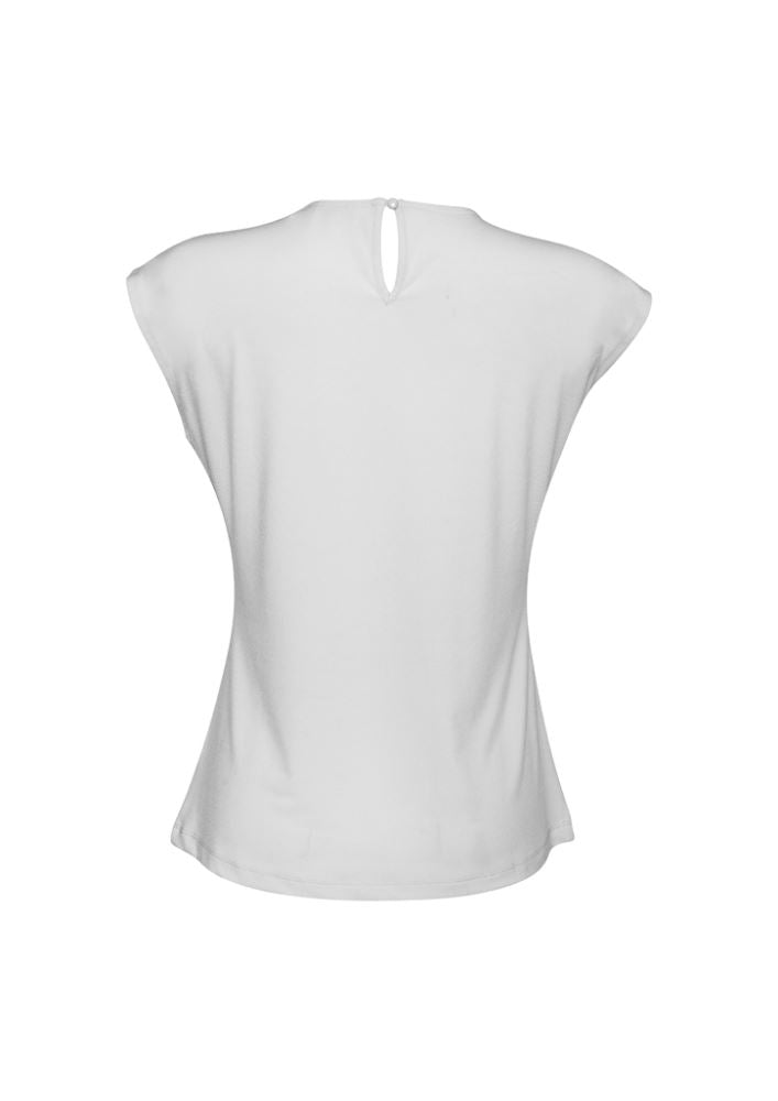 Ladies Mia Pleat Knit Top in Silver Mist, size 16, featuring elegant pleat detail and soft, flattering fabric for versatile styling.