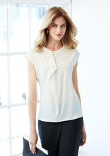 Ladies Mia Pleat Knit Top in teal, size 8, features a stylish pleat detail, perfect for professional and casual wear.