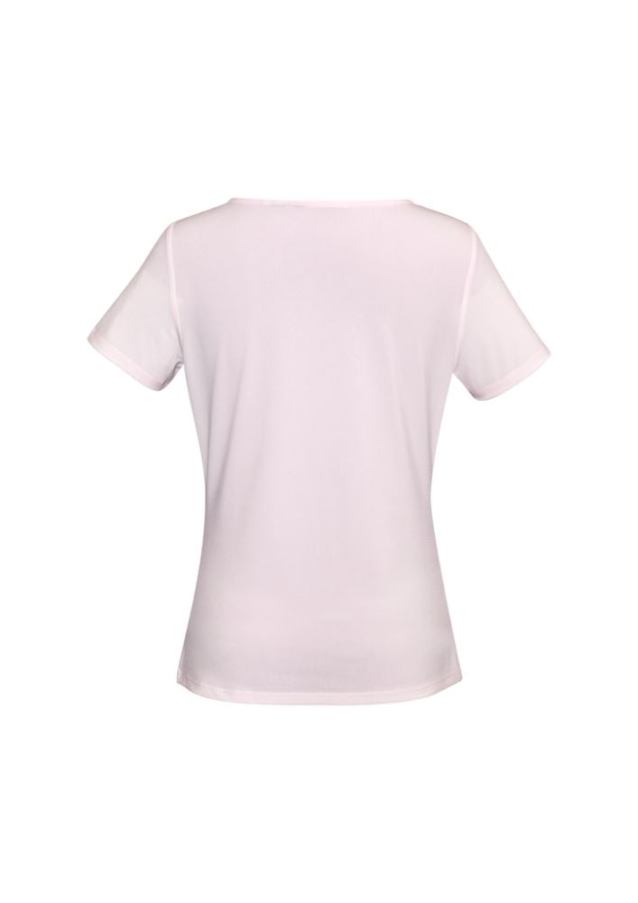 Elegant blush pink Ladies Ava Drape Knit Top from Biz Collection with a soft draped neckline for versatile styling.
